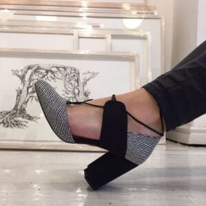 Maria Mare  Black & White Sexy Strappy Heels NWT